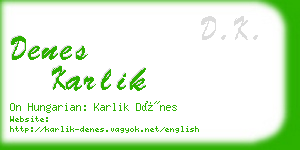 denes karlik business card